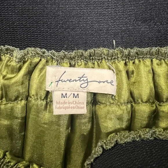 Twenty One Olive Green Tulle Midi Skirt wide waste band with lining size M/M - Picture 6 of 8